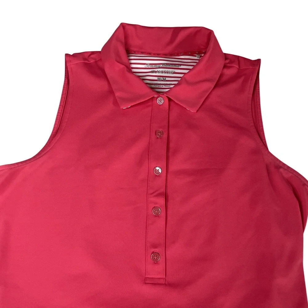 Tommy Bahama IslandZone Coral Sleeveless Polo Dress Belted Pockets Womens Medium